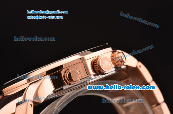 Emporio Armani Chrono Miyota OS20 Quartz Rose Gold Case with Rose Gold Strap Blue Dial - Click Image to Close